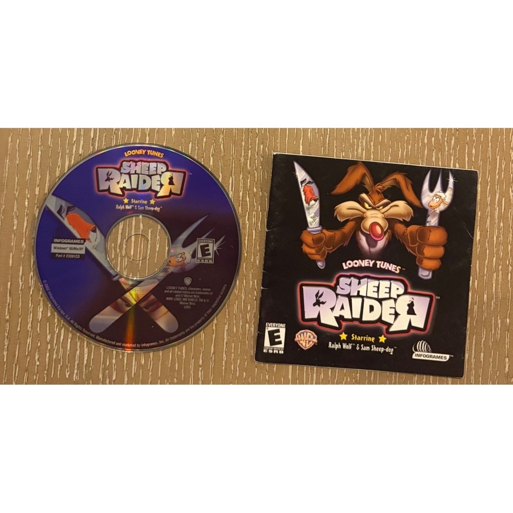 Looney Tunes Sheep Raider PC Game Disc and Manual Infogrames Windows 98 Me XP